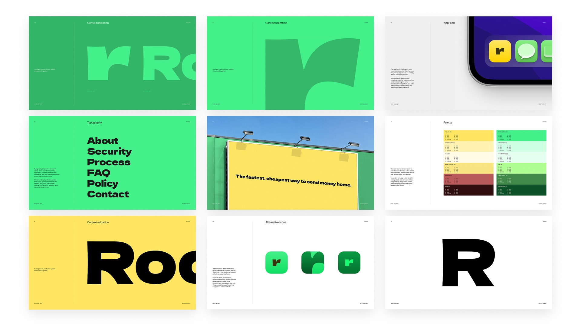 Roots — brand guidelines spread